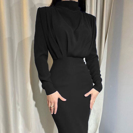 Vestido de noche plisado retro de los años 40