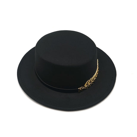 Années 80 Chapeau Vintage Fedora Plume Dorée - Ma Penderie Vintage