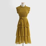 <tc>1980's</tc> Dress <tc>M</tc>idi Pleated <tc>M</tc>Butterfly hips