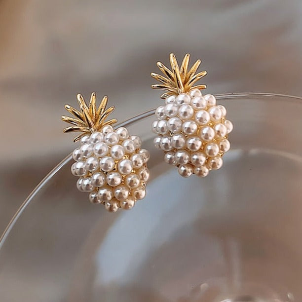 Années 40 Boucles d'oreilles Vintage Ananas Perle