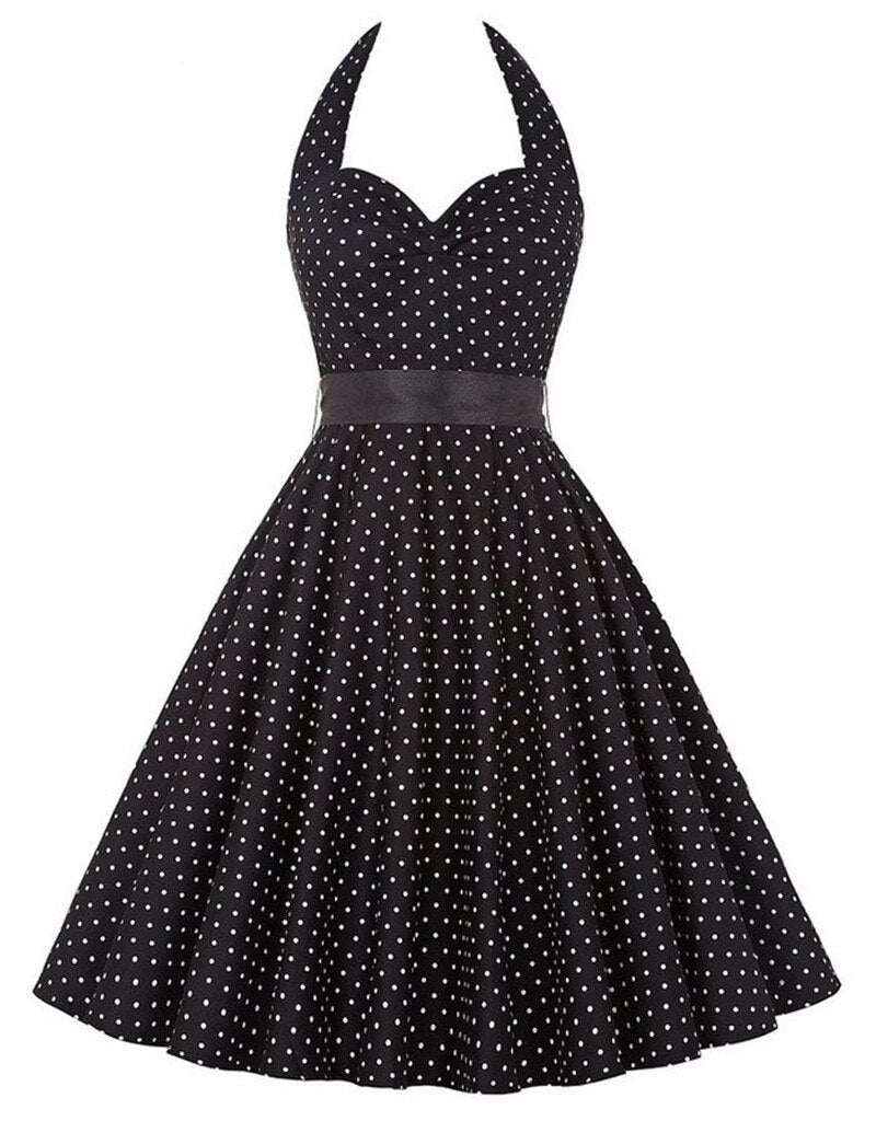 Années 50 Robe Dos Nu Pin Up Imprimée pois