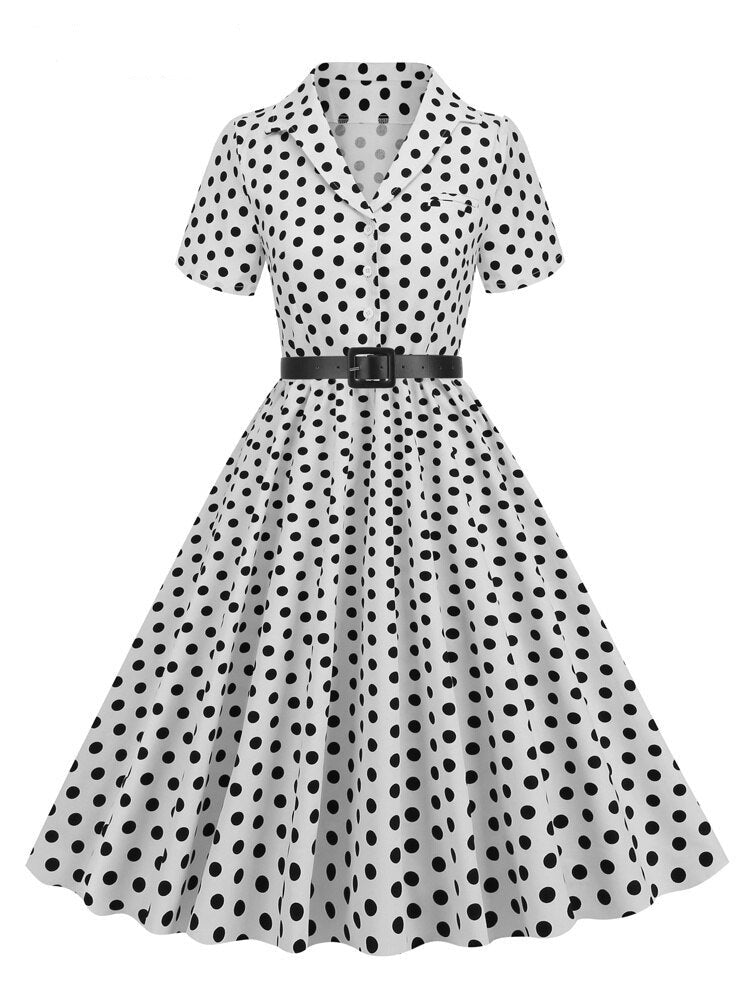 Années 50 Robe Évasée À Pois Rétro Mad Men - Ma Penderie Vintage