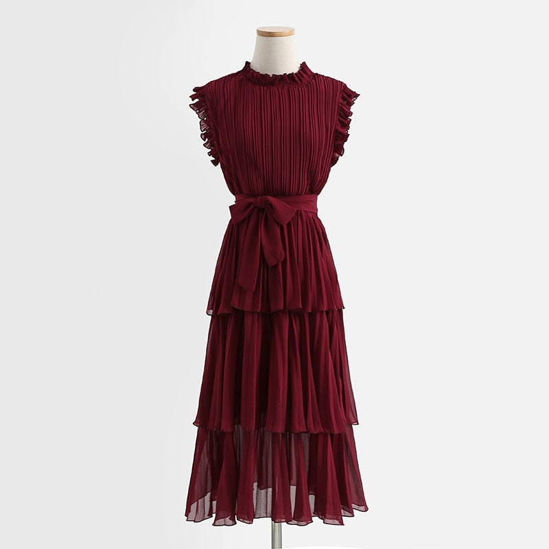 <tc>1980's</tc> Dress <tc>M</tc>idi Pleated <tc>M</tc>Butterfly hips