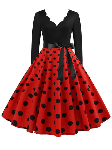 <tc>1950's</tc> Retro Polka Dot Flared Dress <tc>L</tc>ucille