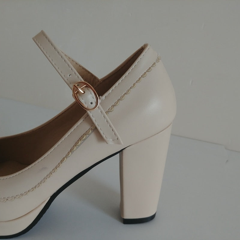 <tc>1950's</tc> Monochrome Plain Retro Heeled Shoes