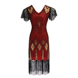 Années 20 Robe Art Déco Sequin Gatsby Rouge - Ma Penderie Vintage