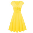 Années 60 Robe Évasée Col V Rétro Jaune - Ma Penderie Vintage