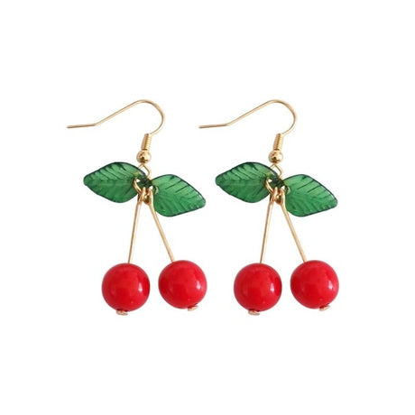 Années 40 Boucles d'Oreilles Rétro Cerise Bakélite Rouge - Ma Penderie Vintage