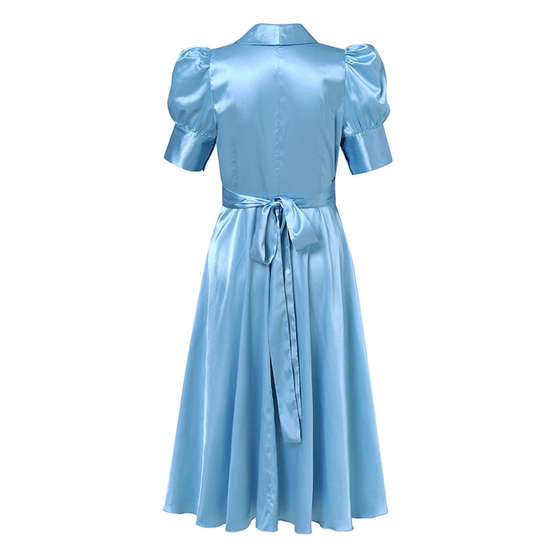 Années 40 Robe de Soirée Grandes Tailles Hollywood Bleu - Ma Penderie Vintage