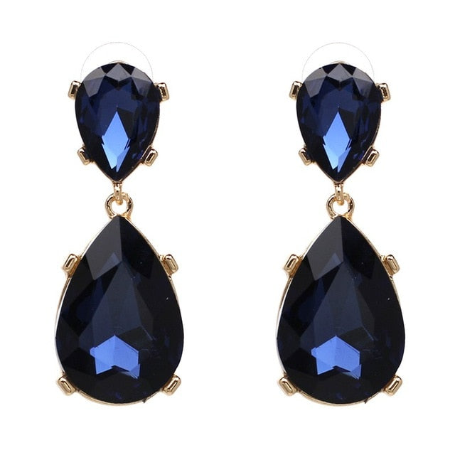 Années 50 Boucles d'Oreilles Rétro Strass Monaco Bleu - Ma Penderie Vintage