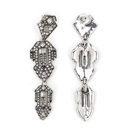 Années 20 Boucles d'Oreilles Soirée Art Déco Argent - Ma Penderie Vintage